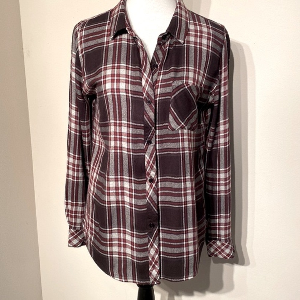 Rails Hunter Plaid Rayon Button Down Long Sleeved… - image 2